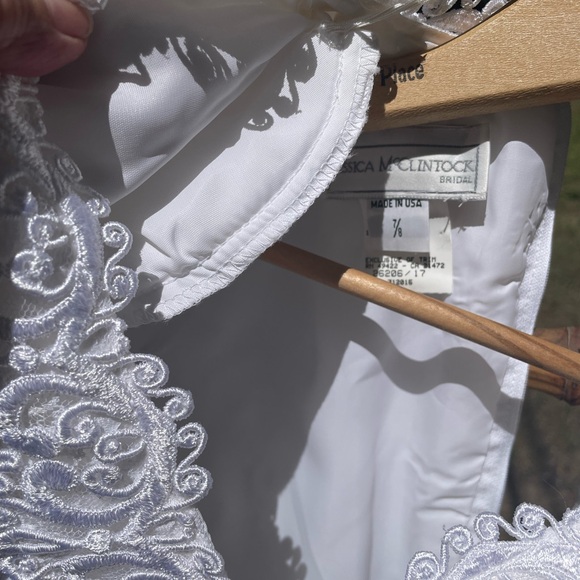 VINTAGE 80s 90s JESSICA MCCLINTOCK BRIDAL PROM LACE DRESS SHOULDER PADS SZ 7/8 - Picture 12 of 13